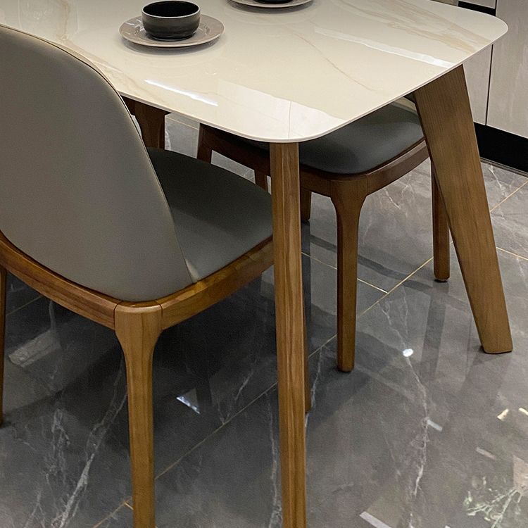 Modern Rectangle Dining Table Sintered Stone Dinner Table with Wooden Legs Clearhalo 'Dining Tables & Seating' 'Dining Tables' 'dining_table' 'furn' 'furn_dining_table' 'Furniture' 'Kitchen & Dining Furniture' 1200x1200_94803d1b-f5bf-48d7-bf85-37caef1aa7ea