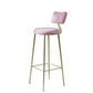 Glam Backrest Counter Stool Iron Bar Stool with Cushion and Pedal for Milk Tea Shop