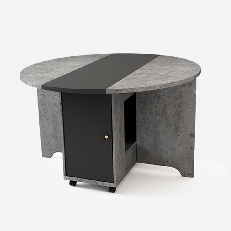 Foldable Artificial Wooden Top Table Extendable Round Table with Trestle Base Clearhalo ' dining_table' 'Dining Tables & Seating' 'Dining Tables' 'furn' 'furn_dining_table' 'Furniture' 'furniture_dining_table' 'Kitchen & Dining Furniture' 'kitchen&dining_furn' 'kitchen' 'kitchen_dining_table' 1200x1200_94864fbe-9607-4ad1-aaa8-fb2a7a54a29c