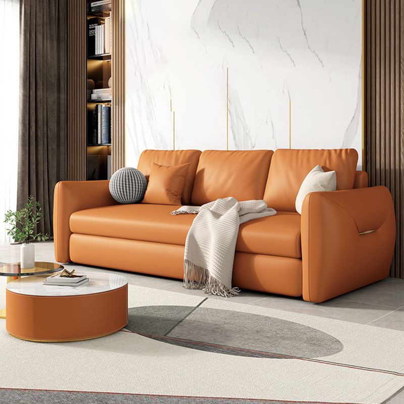 Fausse cuir en cuir carré bras canapé de lit contemporain en marron