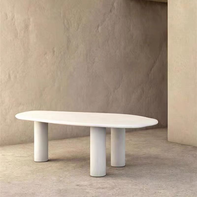 Bureau de bureau en bois de style contemporain Bureau de tâche de forme irrégulière avec 3 jambes en blanc