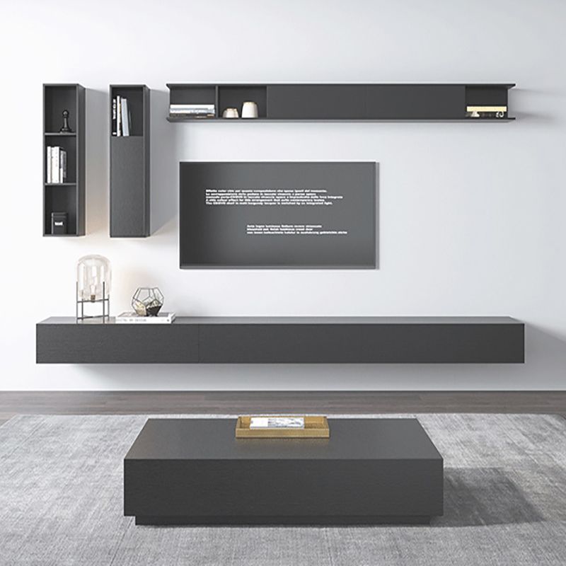Modern Wood TV Stand Console Floating Black TV Media Stand for Living Room Clearhalo 'furn' 'furn_tv_stands_entertainment_centers' 'Furniture' 'Living Room Furniture' 'TV Stands & Entertainment Centers' 'TV Stands & Media Storage Furniture' 'tv_stands_entertainment_centers' 1200x1200_948868dd-2f49-4b47-8c1d-b4cf87164e00