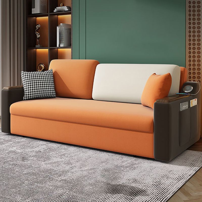 Orange Stain-Resistant Sofa Bed 26.77"H Fabric Sloped Arm Sofa Bed Clearhalo 'furn' 'furn_sofas' 'Furniture' 'furniture_sofas' 'Living Room Furniture' 'Sofa' 'sofas' 1200x1200_9489c26a-213c-4b7a-9d0f-d12c423d3a41