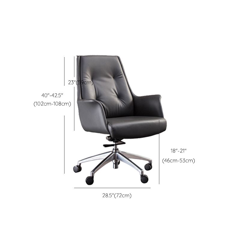 Padded Arms Contemporary Managers Chair Gray Leather Swivel Chair Clearhalo 'furn' 'furn_office_chair' 'Furniture' 'Office Chairs' 'Office Furniture' 'office_chair' 1200x1200_948cc11f-700e-4517-9511-8b0f8fdfa5be
