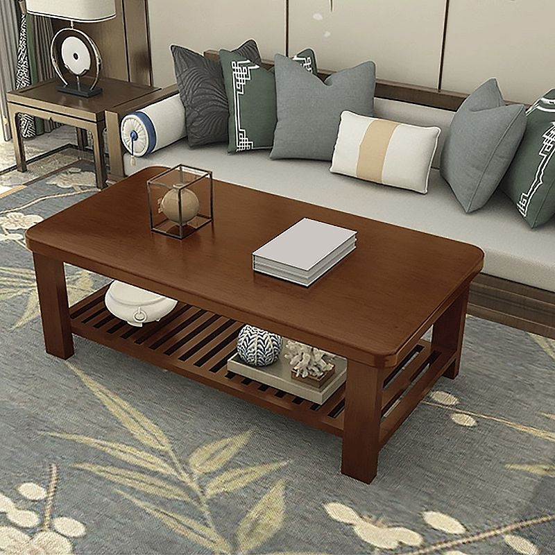 4 Legs Base Design Cocktail Table Wood/brown Pine with Storage Rack Coffee Table Clearhalo 'Coffee & Accent Tables' 'Coffee Tables' 'coffee_tables' 'furn' 'furn_coffee_tables' 'Furniture' 'Living Room Furniture' 1200x1200_948cf86a-c225-4116-9de1-235a799e8ddf