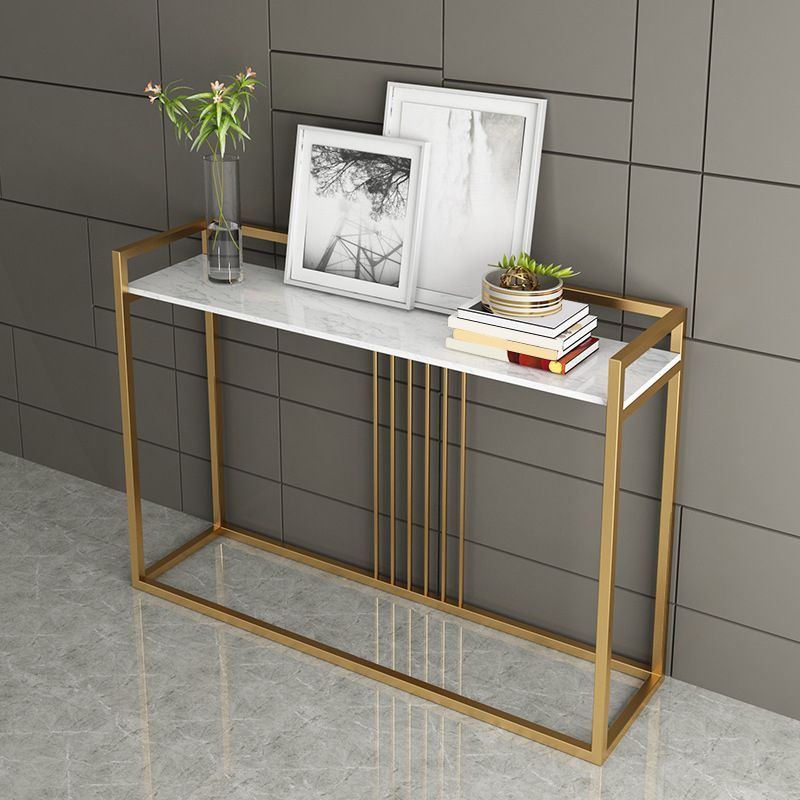 Glam Accent Table Marble Top Golden Sofa Console Table for Hall Clearhalo 'Console Tables' 'console_tables' 'Entry & Mudroom Furniture' 'furn' 'furn_console_tables' 'Furniture' 1200x1200_948eef26-fc67-411e-b8dc-0463d652484d