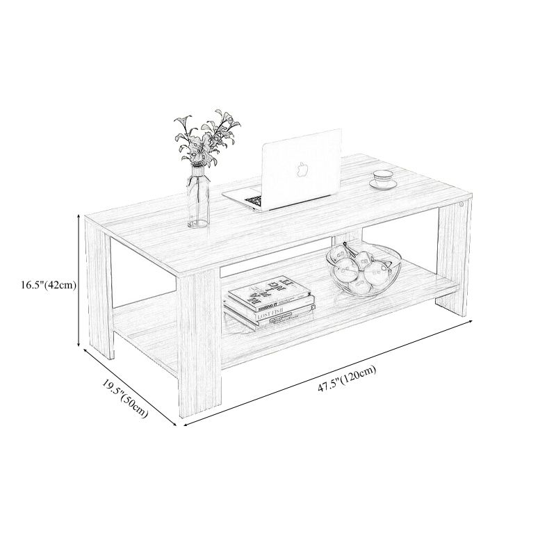 4 Legs Base Design with Storage Rack Wood-based Craft Rectangular Coffee Table Clearhalo 'Coffee & Accent Tables' 'Coffee Tables' 'coffee_tables' 'furn' 'furn_coffee_tables' 'Furniture' 'furniture_coffee_tables' 'Living Room Furniture' 1200x1200_949197b5-0fd5-48b7-a6a2-a79b5dc6d267