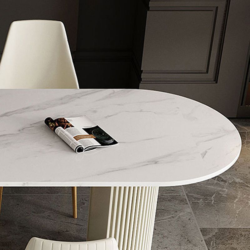 Modern Sintered Stone Dining Table Double Pedestal Table for Dining Room Clearhalo 'Dining Tables & Seating' 'Dining Tables' 'dining_table' 'furn' 'furn_dining_table' 'Furniture' 'Kitchen & Dining Furniture' 1200x1200_9494be6c-0878-458c-b9a7-397259742af2