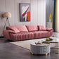 Scandinavian Leather Pillow Top Arm Sofa in Pink For Living Room
