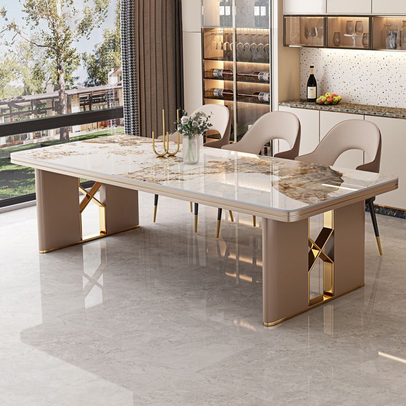 Luxury Sintered Stone Top Dining Table in White Rectangle Table with Double Pedestal Clearhalo ' dining_table' 'Dining Tables & Seating' 'Dining Tables' 'furn' 'furn_dining_table' 'Furniture' 'furniture_dining_table' 'Kitchen & Dining Furniture' 'kitchen&dining_furn' 'kitchen' 'kitchen_dining_table' 1200x1200_94959cf1-f14a-40b1-8646-e3c5f1b142f9