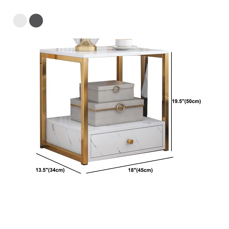 Mobile in legno e metallo mobile moderno comodino minimalista con cassetti