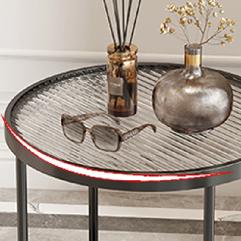 Modern Glass Side End Table Metal Cross Legs Round Corner Table