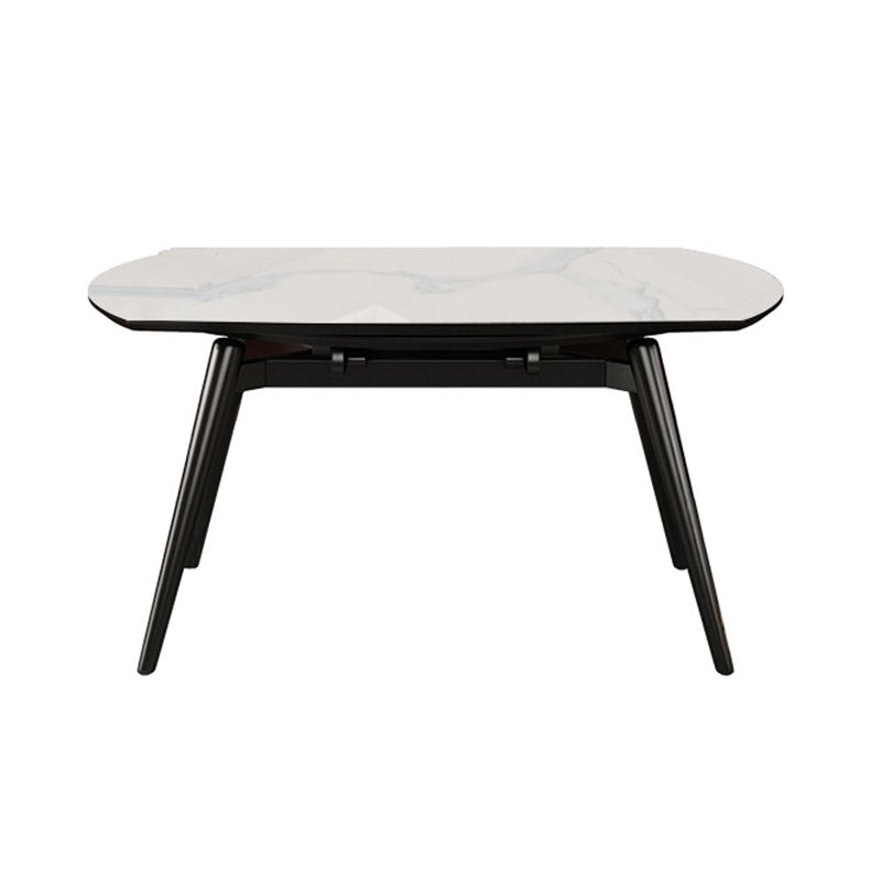 Round Extendable Dining Table Modern Stone Tabletop with Solid Wood Legs Clearhalo 'Dining Tables & Seating' 'Dining Tables' 'dining_table' 'furn' 'furn_dining_table' 'Furniture' 'Kitchen & Dining Furniture' 1200x1200_9497c16d-6786-416d-a618-fc9f107590f1
