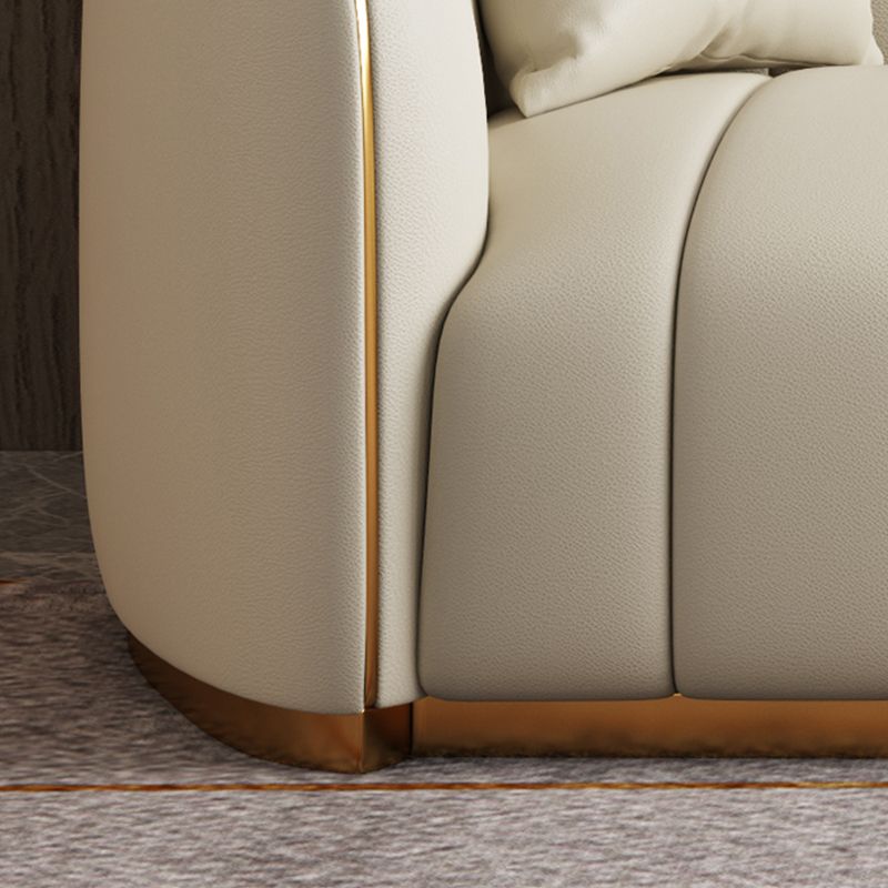 Echte lederen bank hedendaagse eenvoudige hellende armbank in beige