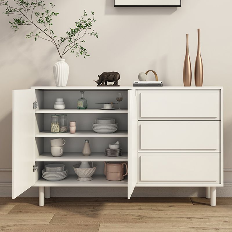 Contemporary Wooden White Sideboard Cabinet with Doors and Drawers Clearhalo 'buffet_sideboard' 'Buffets & Sideboards' 'furn' 'furn_buffet_sideboard' 'Furniture' 'Kitchen & Dining Furniture' 1200x1200_9498bfc4-0e75-4430-8864-b140a779aa9c