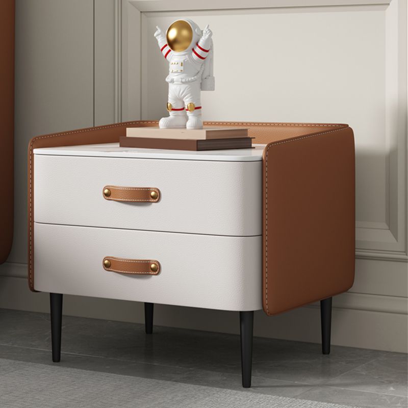 Nachtkastje met 2 laden Moderne 20 inch H Stone Top Night Table met benen