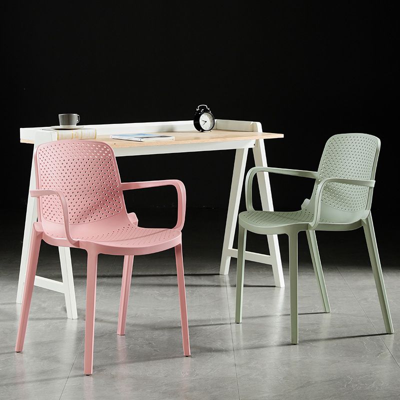 Modern Plastic Contemporary Kitchen Chair Arm Solid Back Dining Room Chair Clearhalo 'Dining Chairs' 'Dining Tables & Seating' 'dining_chair' 'furn' 'furn_dining_chair' 'Furniture' 'furniture_dining_chair' 'Kitchen & Dining Furniture' 1200x1200_949b5964-2ad1-4415-b2d1-97d38b7a350e