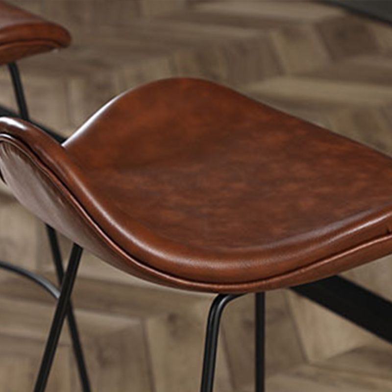 Modern Leather Armless Home Stool Matte Finish Barstool with Footrest