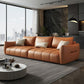 Contemporary Solid Color Pillow Back Square Arm Sofa For Living Room