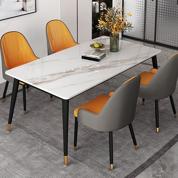 Metal and Slate Table Glam Style Simple Home Rectangular Dining Table