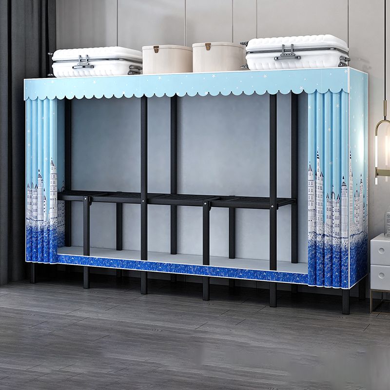 Black Steel Frame Wardrobe Armoire Contemporary Folding Wardrobe Cabinet Clearhalo 'Armoires & Wardrobes' 'armoires_wardrobes' 'Bedroom Furniture' 'furn' 'furn_armoires_wardrobes' 'Furniture' 1200x1200_949ee38f-fcf6-4bec-94d9-da9ed8dbe803