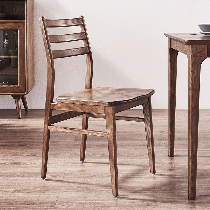 Contemporary 18'' Wide Wood Dining Side Chair Ladder Back Chair for Home Use Clearhalo ' kitchen&dining_furn' 'Dining Chairs' 'Dining Tables & Seating' 'dining_chair' 'furn' 'furn_dining_chair' 'Furniture' 'furniture_dining_chair' 'Kitchen & Dining Furniture' 'kitchen' 1200x1200_94a2f4a3-0f79-45b8-bdf3-c49056d6e7ad