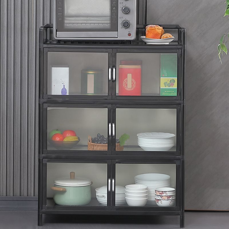 Buffet noir moderne buffet en miroir de table de plate-forme métallique salon