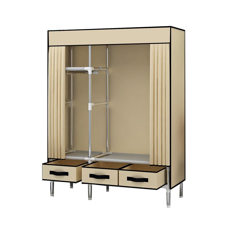 Matte Finish Wardrobe for Home Modern Style Storage Cabinet with Metal Frame
