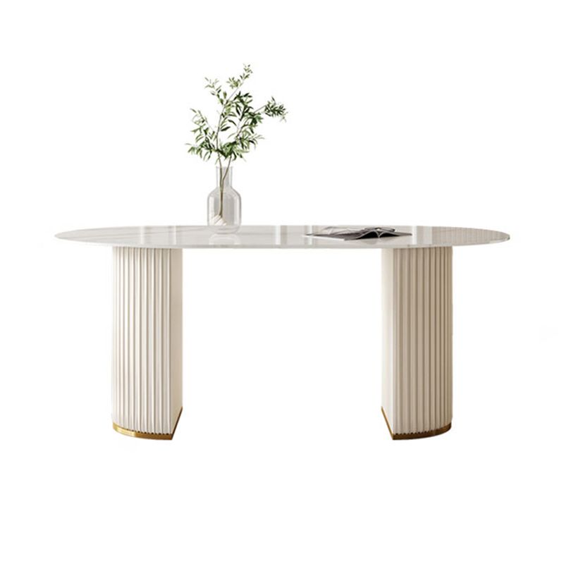 Traditional Luxury Dining Table White Oval Sintered Stone Table with Double Pedestal Base Clearhalo ' dining_table' 'Dining Tables & Seating' 'Dining Tables' 'furn' 'furn_dining_table' 'Furniture' 'furniture_dining_table' 'Kitchen & Dining Furniture' 'kitchen&dining_furn' 'kitchen' 'kitchen_dining_table' 1200x1200_94a799b2-dcc3-4237-b21a-50d9f8cf0480