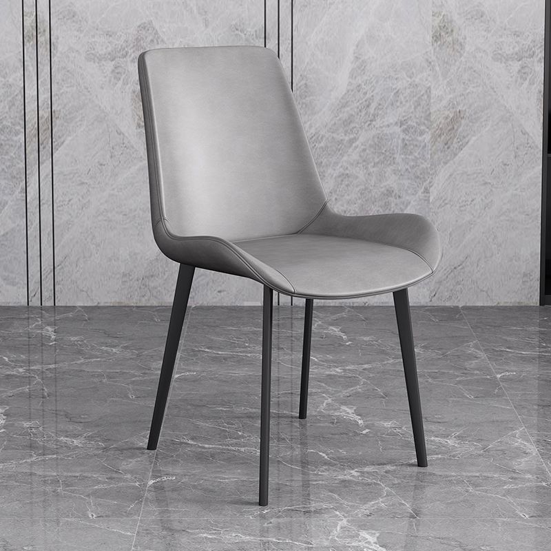 Leather Scandinavian Restaurant Side Chair Parsons Dining Chair with Metal Legs Clearhalo ' kitchen&dining_furn' 'Dining Chairs' 'Dining Tables & Seating' 'dining_chair' 'furn' 'furn_dining_chair' 'Furniture' 'furniture_dining_chair' 'Kitchen & Dining Furniture' 'kitchen' 1200x1200_94a8298b-ddd8-47c5-8552-e5bec55f6790