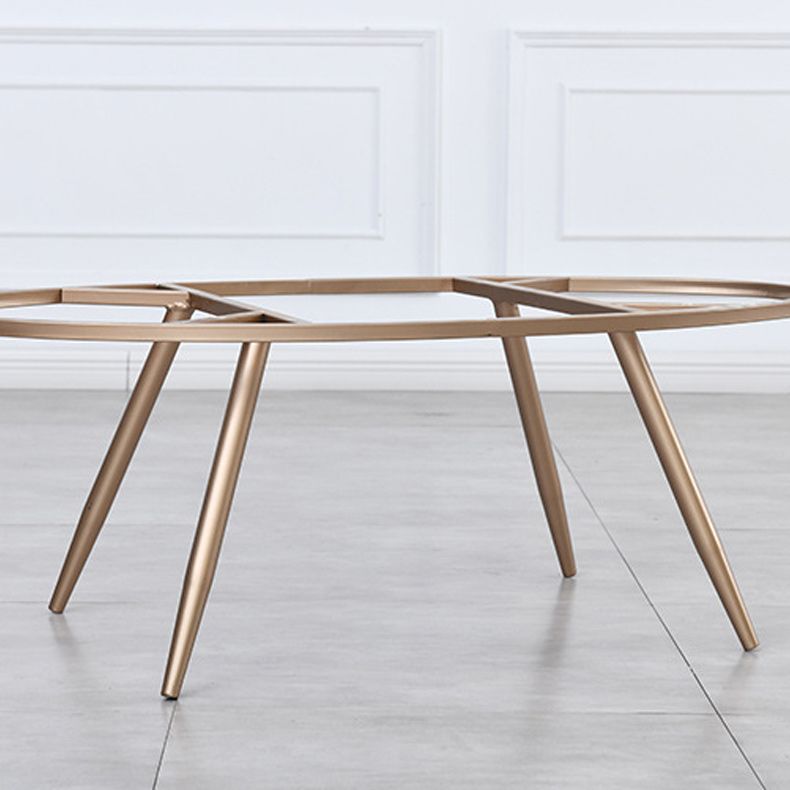 White Oval Stone Top Coffee Table with 4 Iron Legs Single Coffee Table Clearhalo 'Coffee & Accent Tables' 'Coffee Tables' 'coffee_tables' 'furn' 'furn_coffee_tables' 'Furniture' 'Living Room Furniture' 1200x1200_94a8dc69-3229-494f-a5d2-40da73a5839d