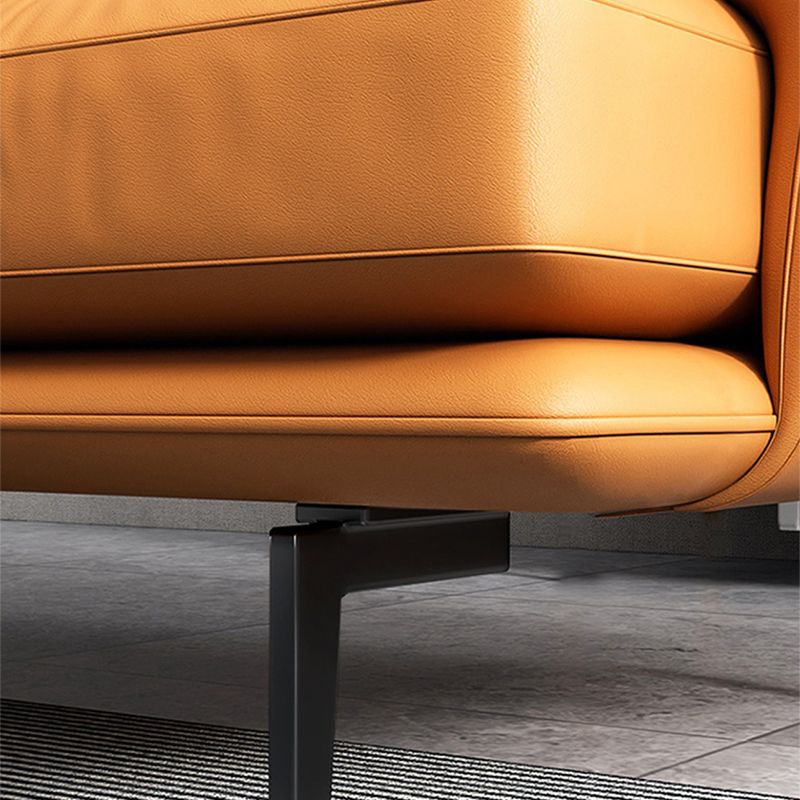 Mid-Century Modern Square Arm Sectional Sofa 34.65"H Cushion Back Sofa, Orange Clearhalo 'furn' 'furn_sectionals' 'Furniture' 'furniture_sectionals' 'Living Room Furniture' 'Sectionals' 1200x1200_94a98a99-019f-4a3f-979e-9a4fc0a15f33