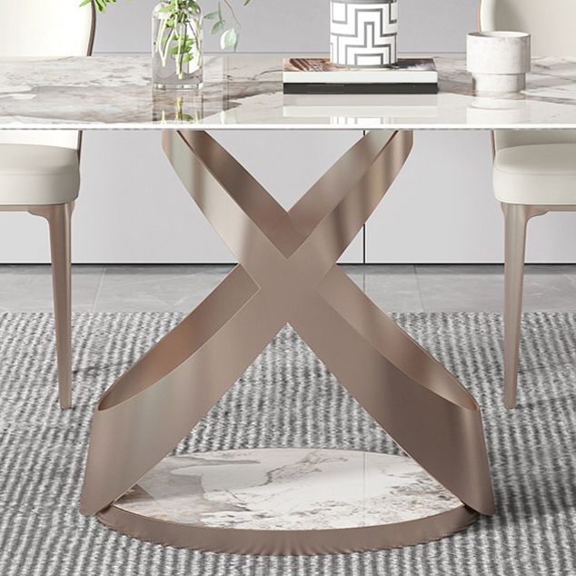 Set da pranzo lussuoso con piano in pietra sinterizzata Set tavolo da pranzo rettangolare 1/4/5/7 pezzi