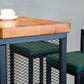 Industriële houtopslag bistro accent eettafel dubbele voetstuk binnen patio balk tafel