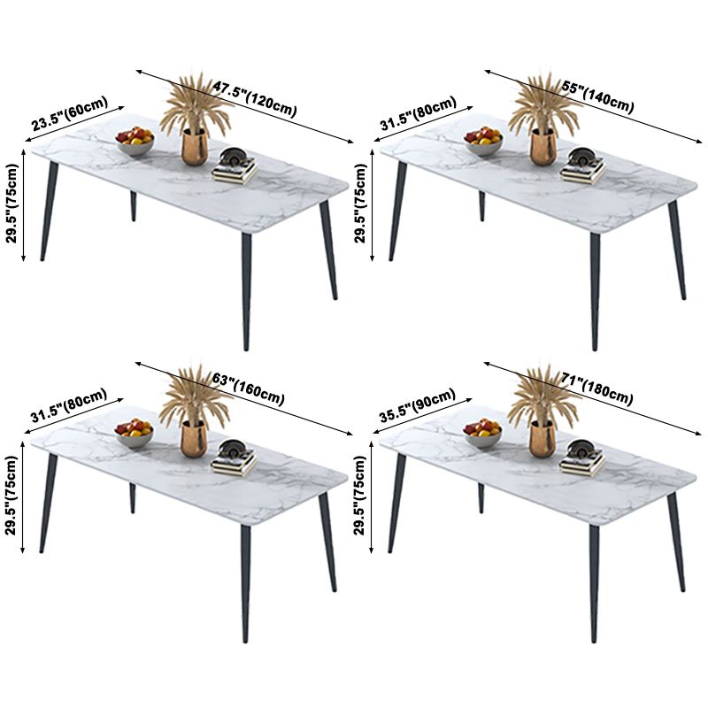 Contemporary White Standard Dining Table Sintered Stone Rectangle Dining Table with 4 Legs Base Clearhalo ' dining_table' 'Dining Tables & Seating' 'Dining Tables' 'Furniture' 'furniture_dining_table' 'Kitchen & Dining Furniture' 'kitchen&dining_furn' 'kitchen' 'kitchen_dining_table' 1200x1200_94a9f168-bd48-43b4-8020-d36e7ff2dd63