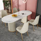 Glam Oval Shape White Dining Table Sintered Stone Standard Dining Table for Kitchen Clearhalo ' dining_table' 'Dining Tables & Seating' 'Dining Tables' 'furn' 'furn_dining_table' 'Furniture' 'furniture_dining_table' 'Kitchen & Dining Furniture' 'kitchen&dining_furn' 'kitchen' 'kitchen_dining_table' 1200x1200_94aa1ee3-b61f-4d6c-94a9-d5af06093d1f