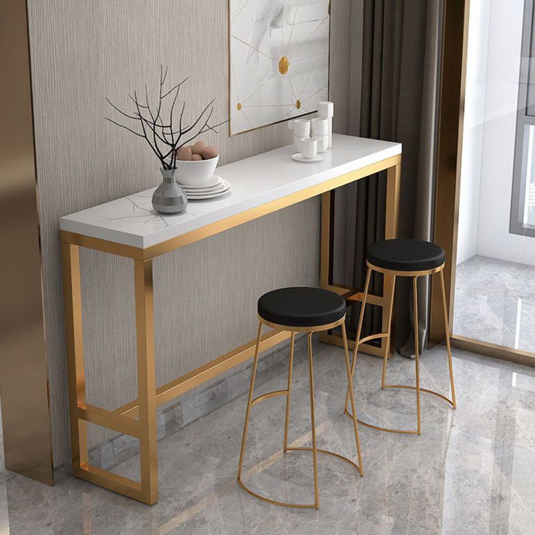 Tavolo da pub rettangolare in tavolo da bistrot lussuoso bianco con base di cavalletto in metallo