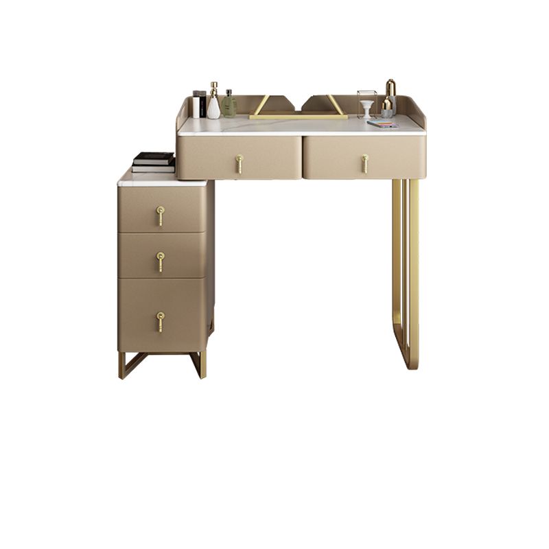 Mirror iluminado metálico glamoroso con tocador de maquillaje de dormitorio de cajón