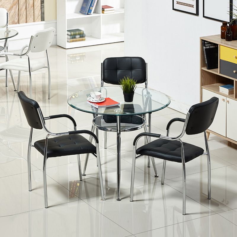 Modern Style Glass Dining Table Clear Round Table with 3 Legs for Home Use Clearhalo ' dining_table' 'Dining Tables & Seating' 'Dining Tables' 'furn' 'furn_dining_table' 'Furniture' 'furniture_dining_table' 'Kitchen & Dining Furniture' 'kitchen&dining_furn' 'kitchen' 'kitchen_dining_table' 1200x1200_94acbf69-d39e-4aa0-a2ed-8b56a1665aea