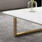 Glam Slate Rectangle Coffee Table with Golden Sled Base Coffee Table Set