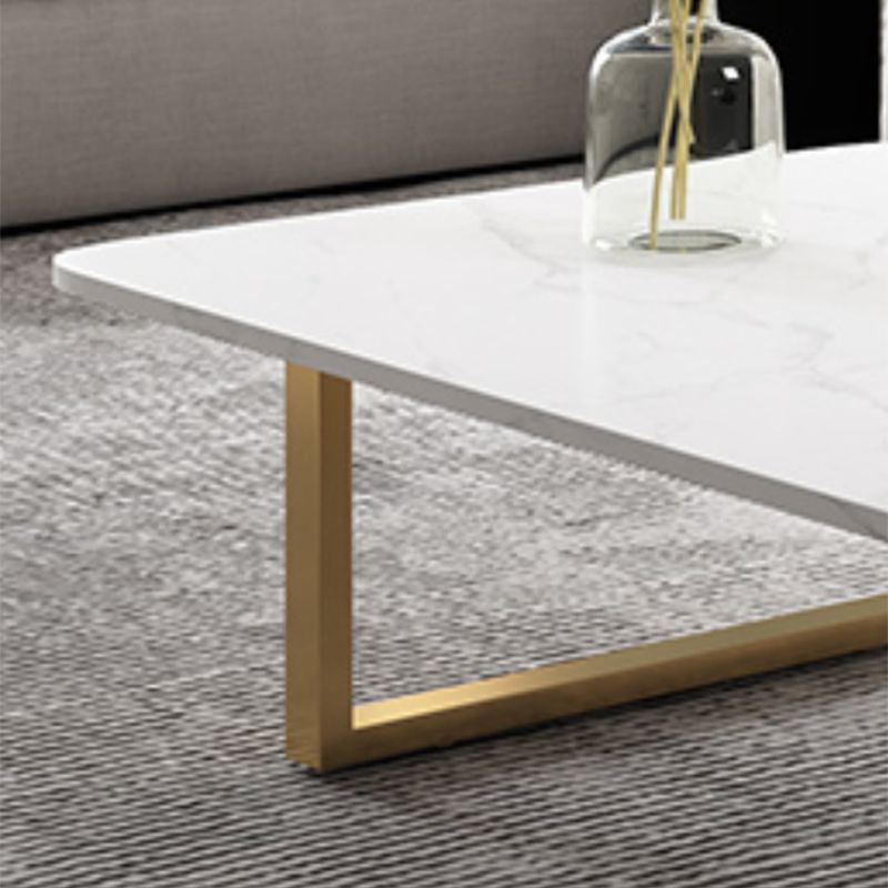 Glam Slate Rectangle Coffee Table with Golden Sled Base Coffee Table Set
