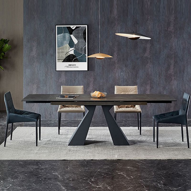Contemporaneo 1/4/5 pezzi sala da pranzo set mobili rettangolo di pietra in nero