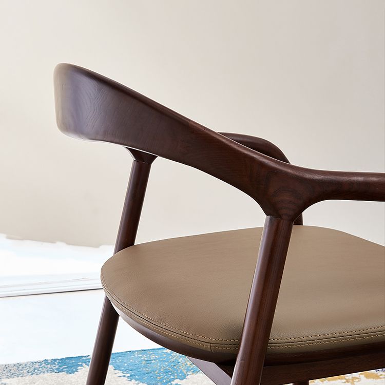 Minimalist Kitchen Opening Back Dining Arm Chair Solid Wood Dining Arm Chair Clearhalo ' kitchen&dining_furn' 'Dining Chairs' 'Dining Tables & Seating' 'dining_chair' 'furn' 'furn_dining_chair' 'Furniture' 'furniture_dining_chair' 'Kitchen & Dining Furniture' 'kitchen' 1200x1200_94ae8a2c-d047-4400-b01f-a9471cf9e353