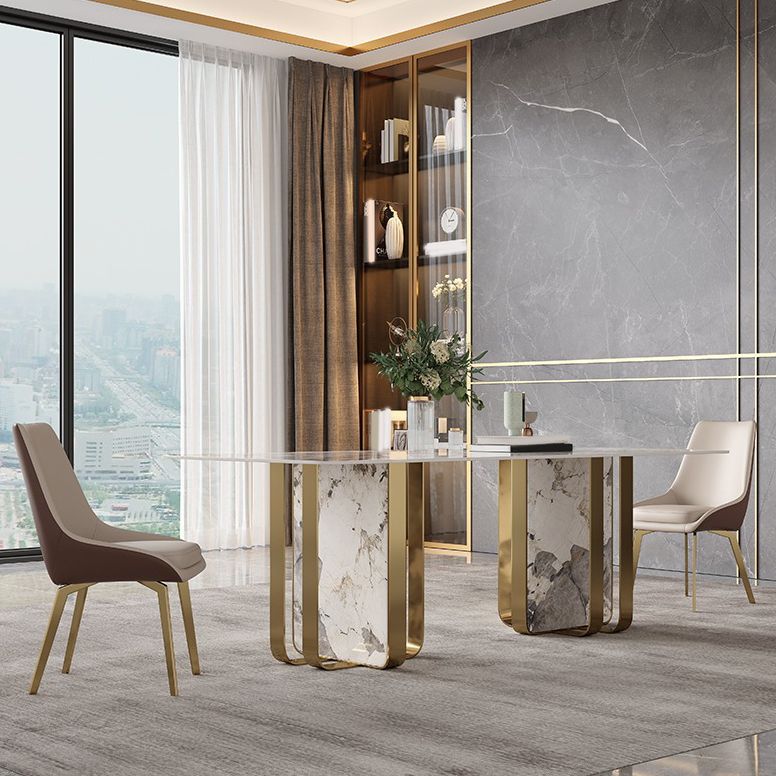 Glam Dining Table Set 1/2/3/5/7 Pcs Sintered Stone Dining Table with Upholstered Chairs Clearhalo 'Dining Room Sets' 'Dining Tables & Seating' 'dining_room_set' 'furn' 'furn_dining_room_set' 'Furniture' 'Kitchen & Dining Furniture' 1200x1200_94afc0f5-4084-47e0-b4a5-1bfd18ba6b98
