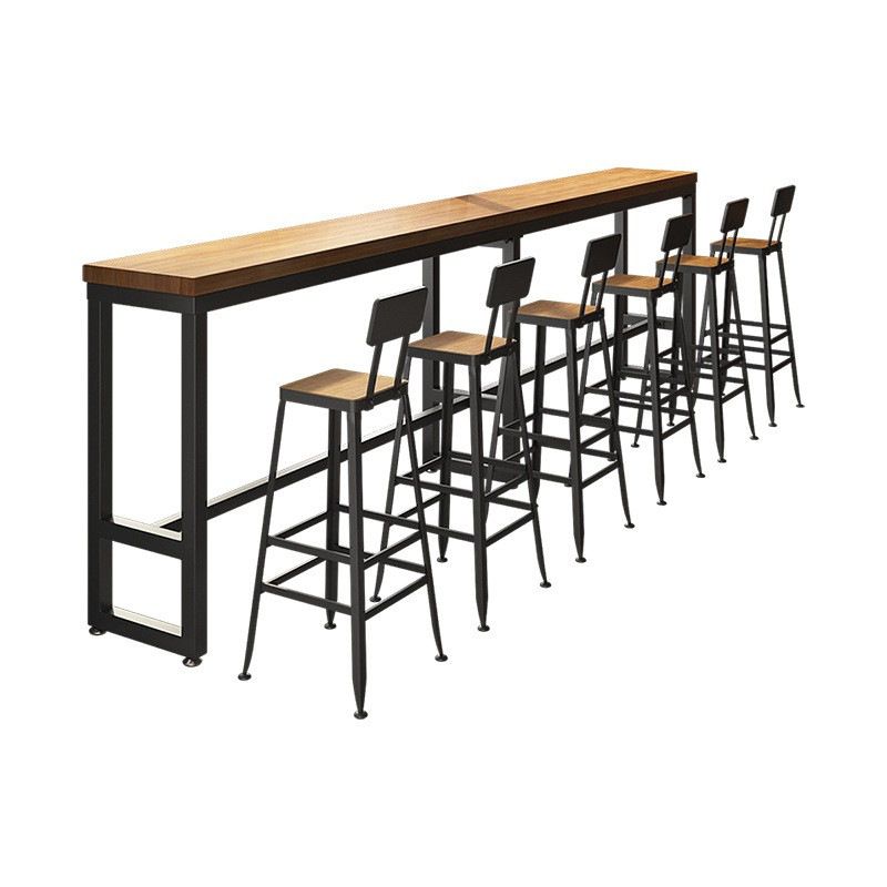 Rectangular Bar Height Table Industrial Style Bar Table with Trestle Base Clearhalo 'Bar Furniture' 'Bar Tables' 'bar_tables' 'furn' 'furn_bar_tables' 'Furniture' 'Kitchen & Dining Furniture' 1200x1200_94b126d3-ce02-436b-b5c6-f647847cca4d