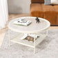 Salontafel met 4 poten, koffiecocktailtafel met glazen blad en plank