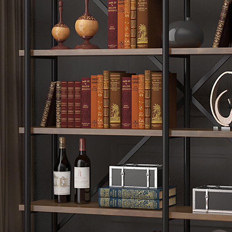 Industrial Style Open Back Bookshelf Standard Metal Bookcase with Rectangular Shelves