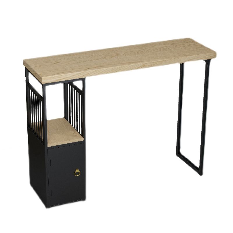 Industriële houten bistro-bartafel, rechthoekig metalen onderstel, bartafel met opbergruimte