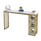 Faux Marble Counter Height Bar Table Glam Metal Base Counter Wine Table