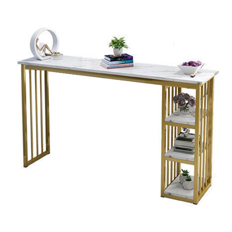 Faux Marble Counter Height Bar Table Glam Metal Base Counter Wine Table